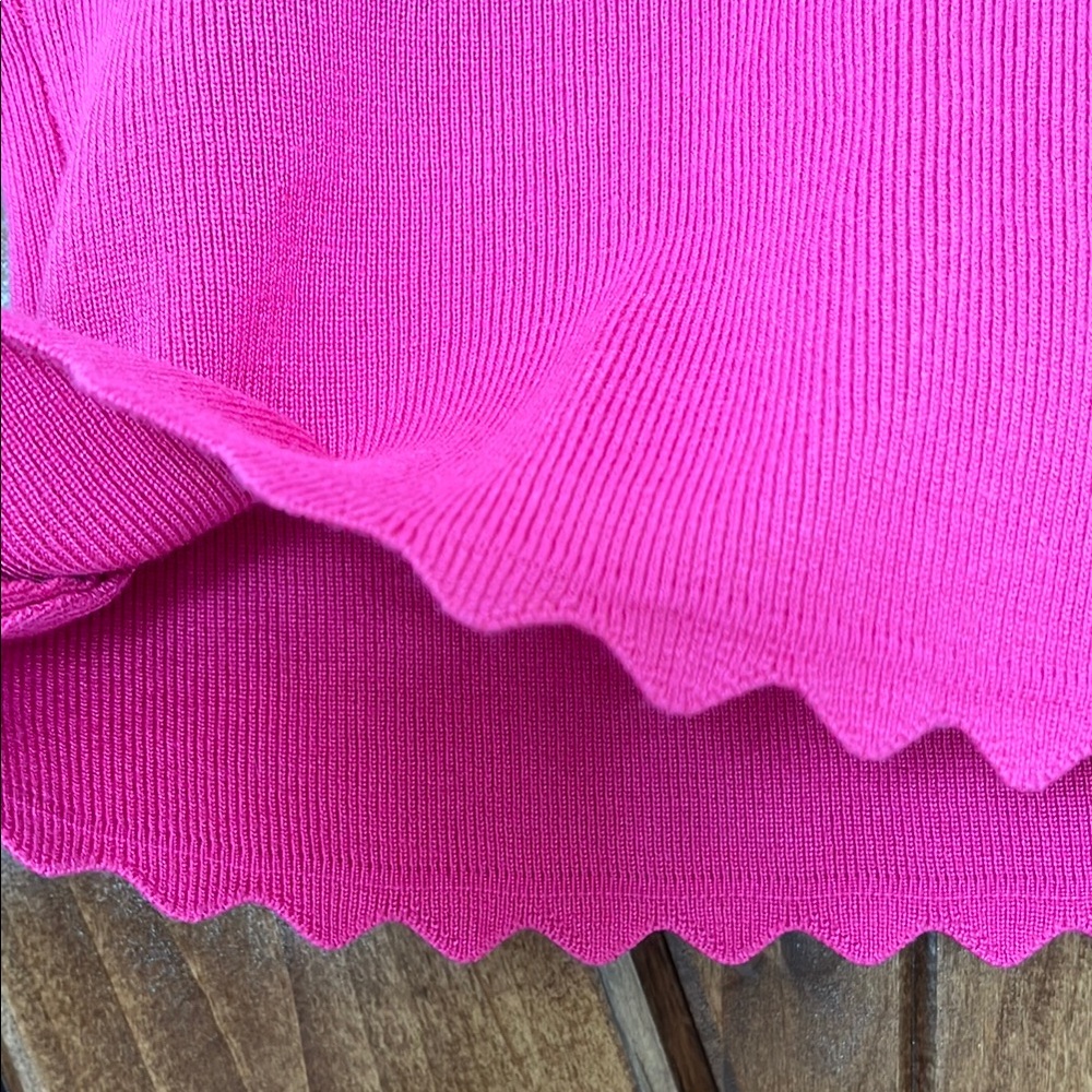 Pink Scallop Trim Women's Top - Picture 2 of 3